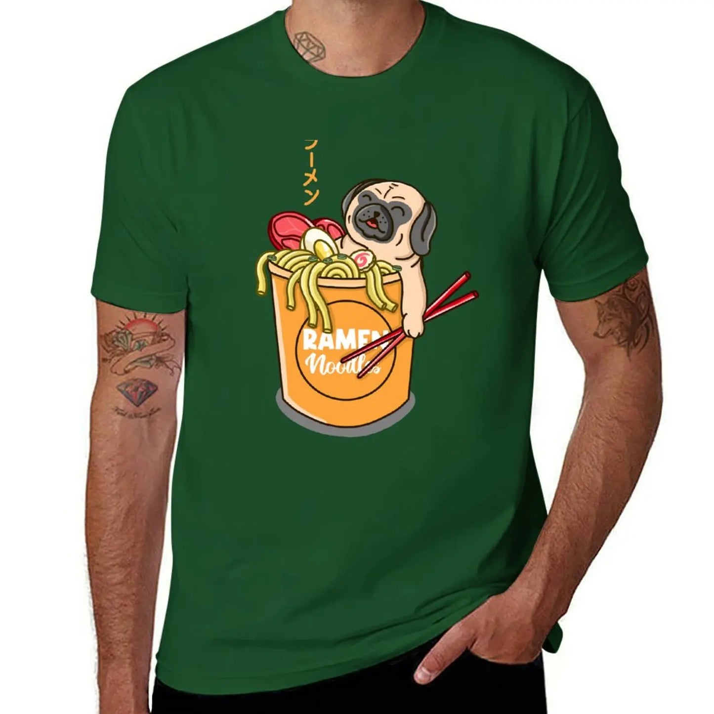 Pug Loves Ramen Noodles❤️🍜 👕 (unisex T-shirt)