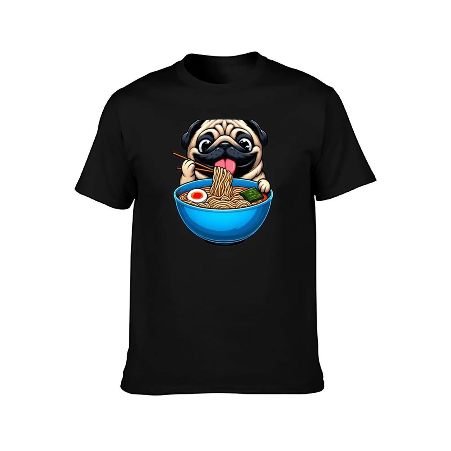 Pug eating Ramen šš (unisex T-shirt)