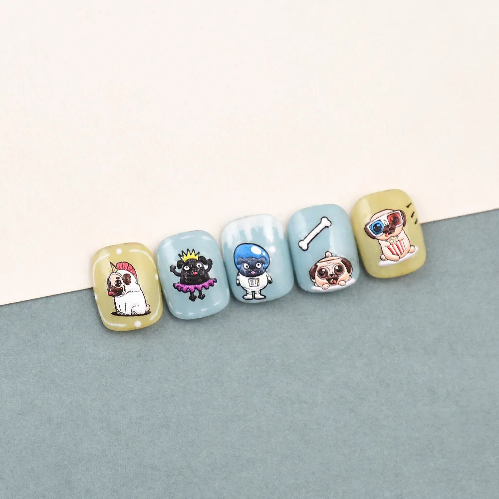 Self Adhesive Nail Stickers with Pugs 🐶