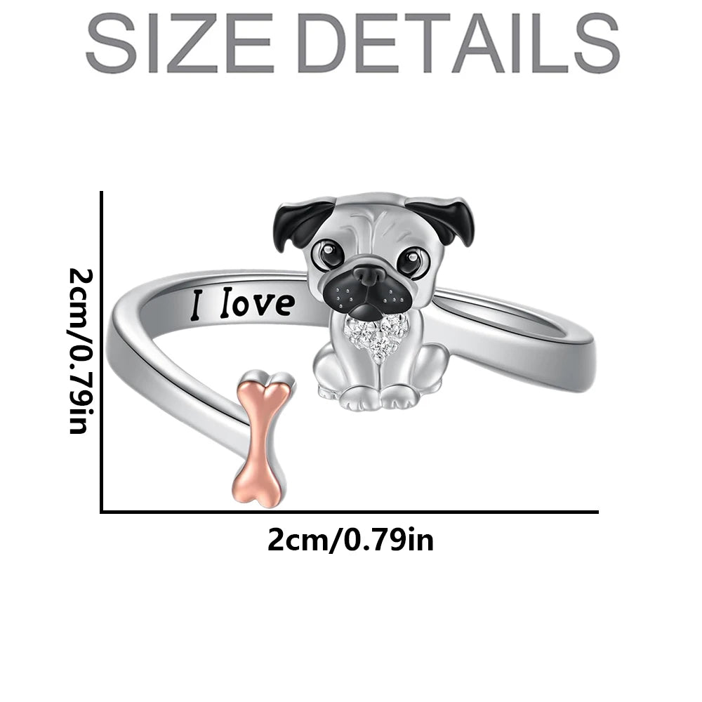 Cute Adjustable Pug Ring 💍