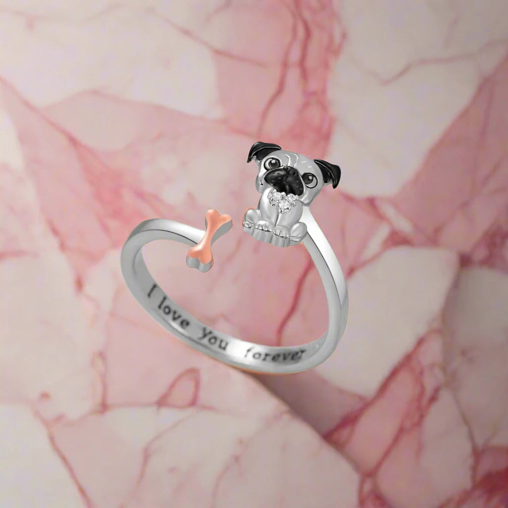Cute Adjustable Pug Ring 💍