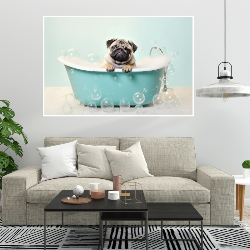 Baby Pug Bath Time (the frame is not included)