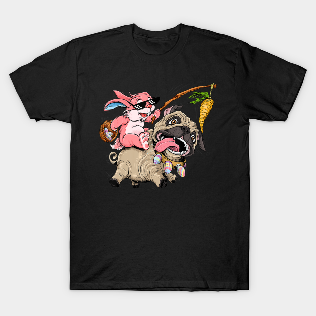 Easter Bunny riding the Pug (unisex t-shirt)