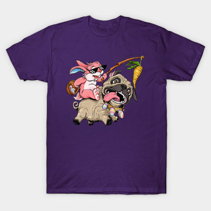 Easter Bunny riding the Pug (unisex t-shirt)