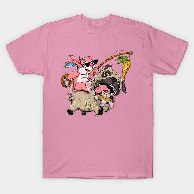 Easter Bunny riding the Pug (unisex t-shirt)