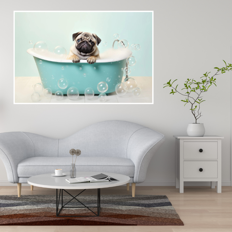 Baby Pug Bath Time (the frame is not included)