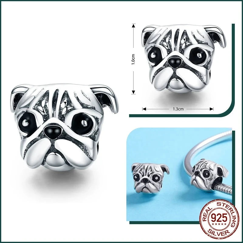 Happy Pug Charm Bracelet (Bracelet is not included)