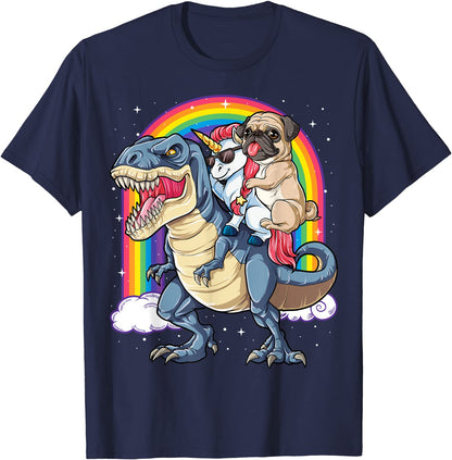 Pug riding the T-Rex