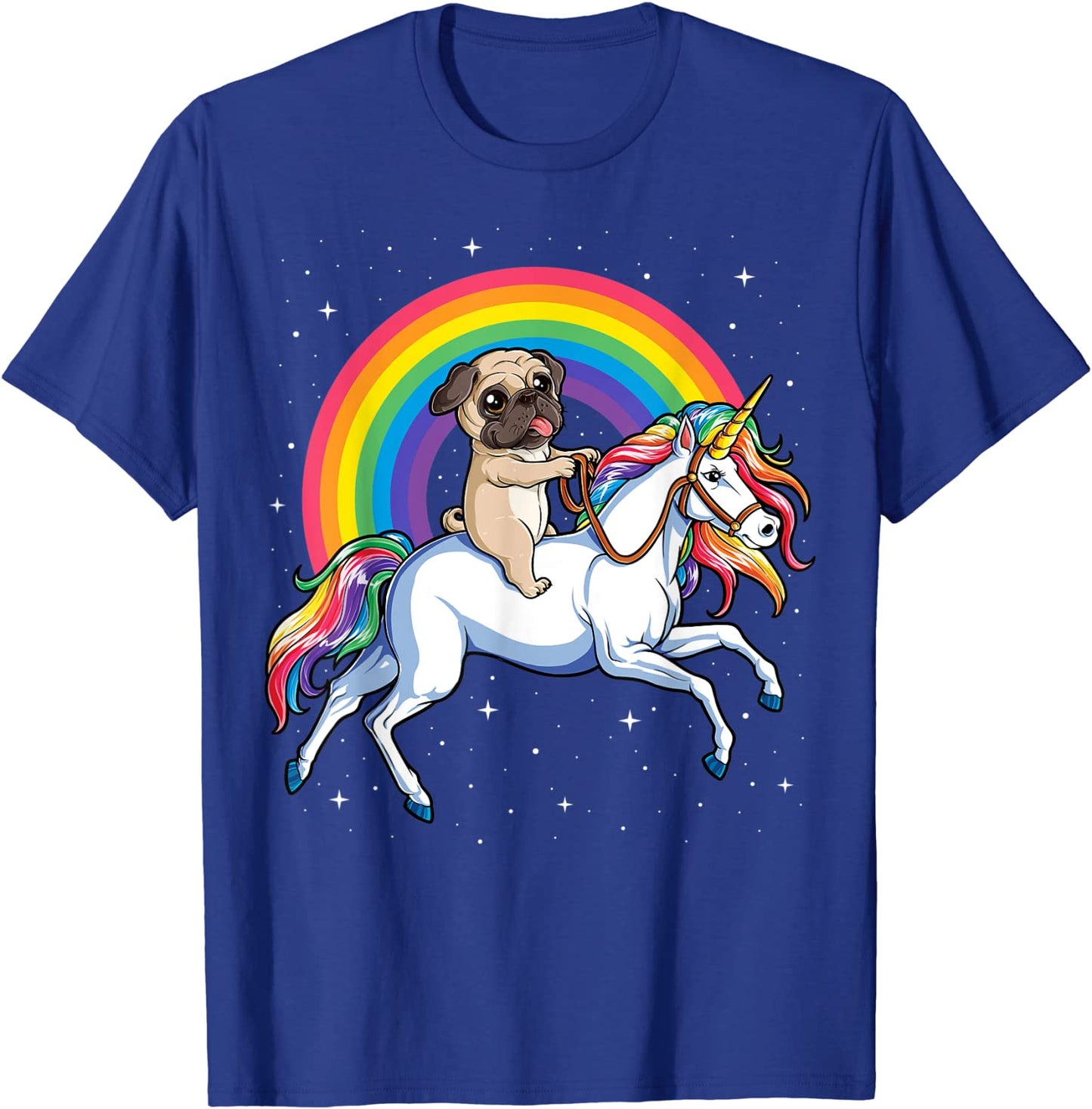 Pug riding the Unicorn