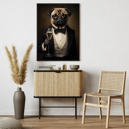 Tuxedo Pug Poster (the frame is not included)