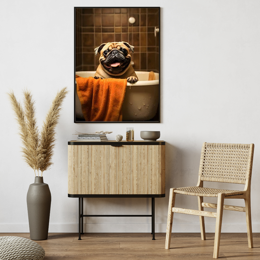 Pug in the Bath (the frame is not included)