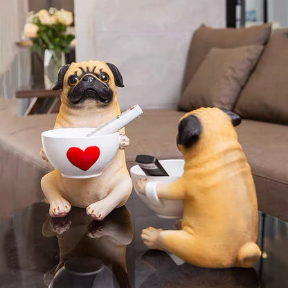 Pug holding a cup Statue