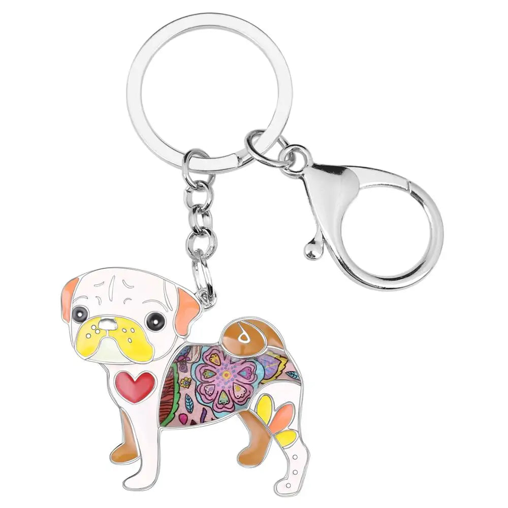 Cute Fashion Pug Keychain (available in 7 colours)