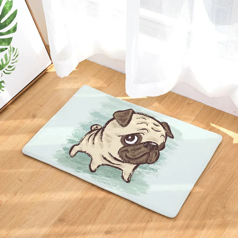 Carpet with funny pugs