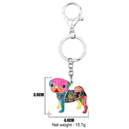 Cute Fashion Pug Keychain (available in 7 colours)