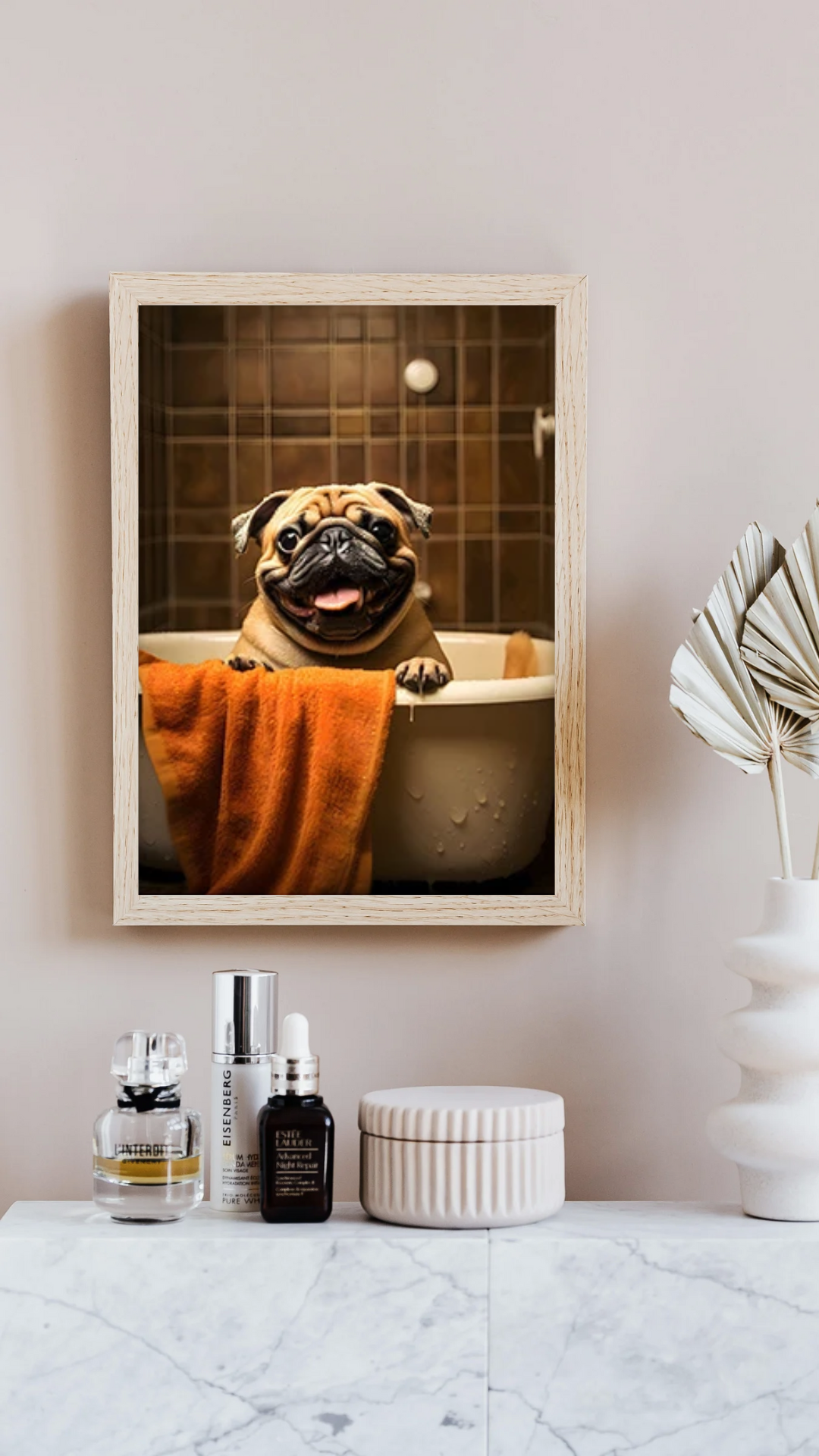 Pug in the Bath (the frame is not included)