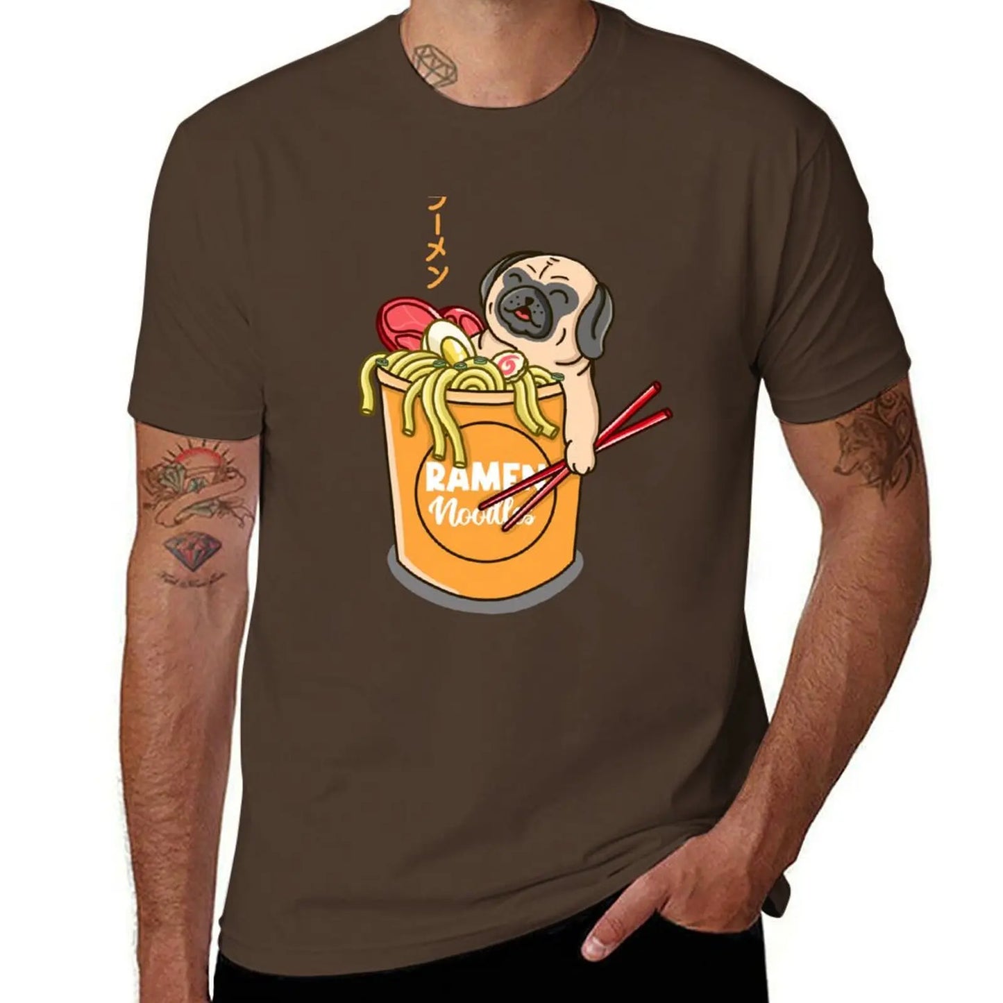 Pug Loves Ramen Noodles❤️🍜 👕 (unisex T-shirt)