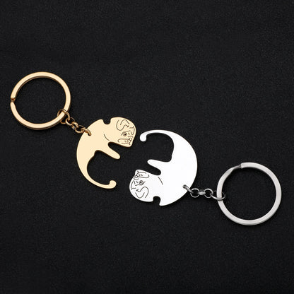 Ying Yang Pug Keychain (available in 2 colours)