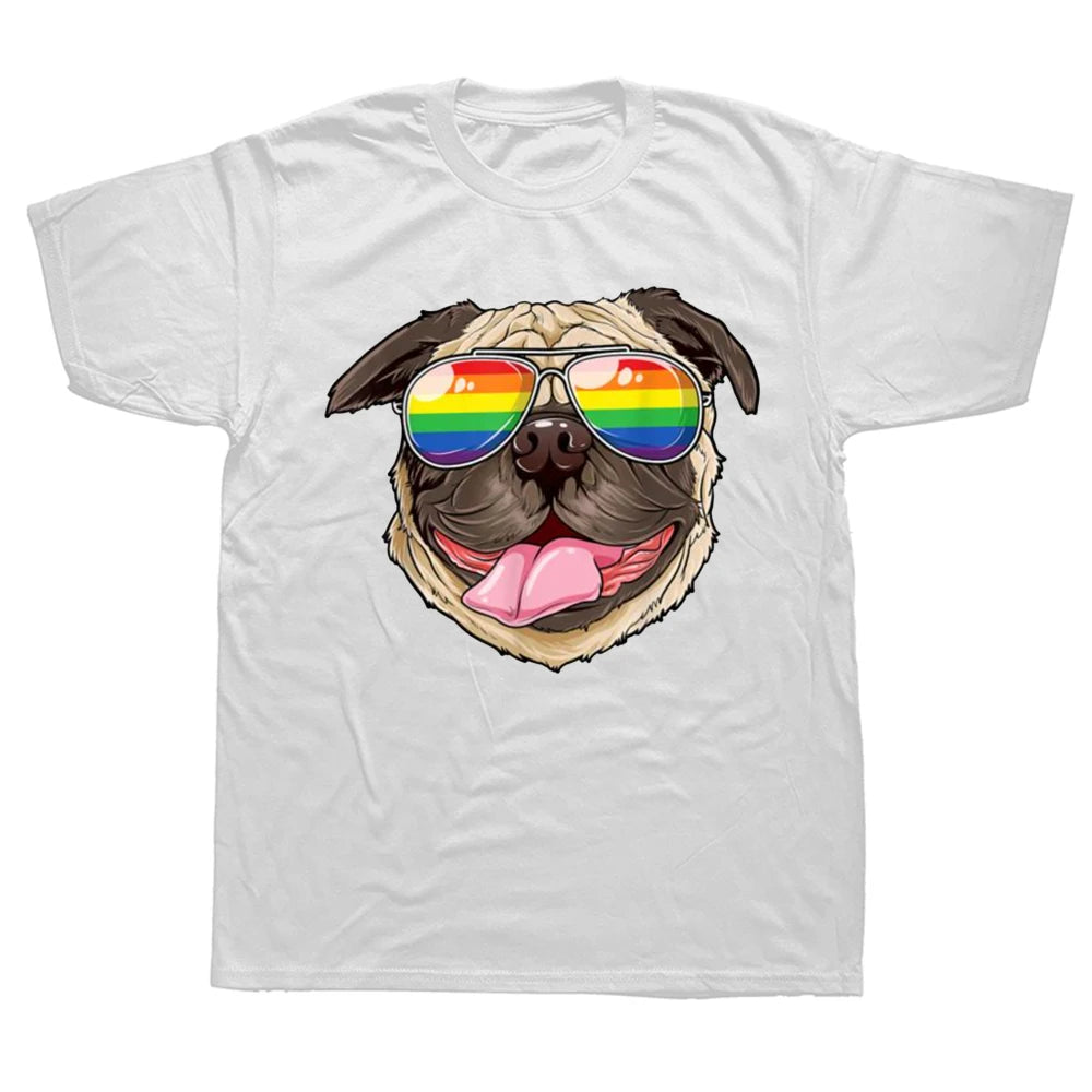 Pug wearing Pride Parade 🌈Glasses V2 T-Shirt