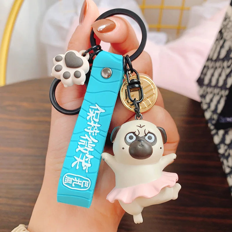 Ballerina Pug Keychain (anime style)