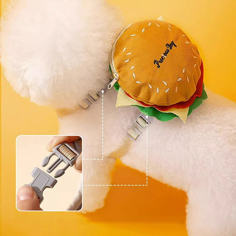 Cute Hamburger shaped Harness + Leash Set 🍔