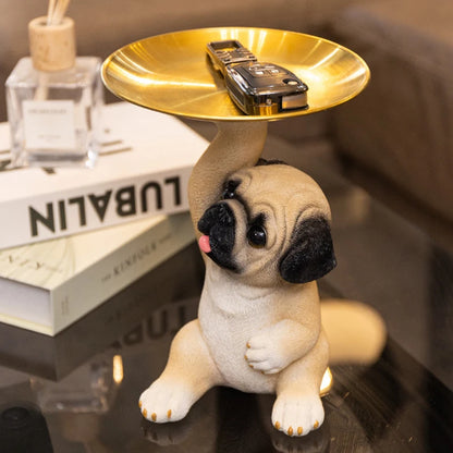 Pug Lifting Plate Statue