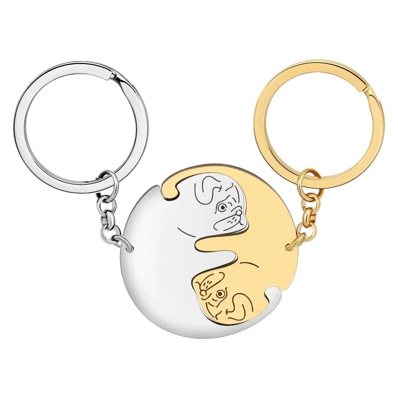 Ying Yang Pug Keychain (available in 2 colours)