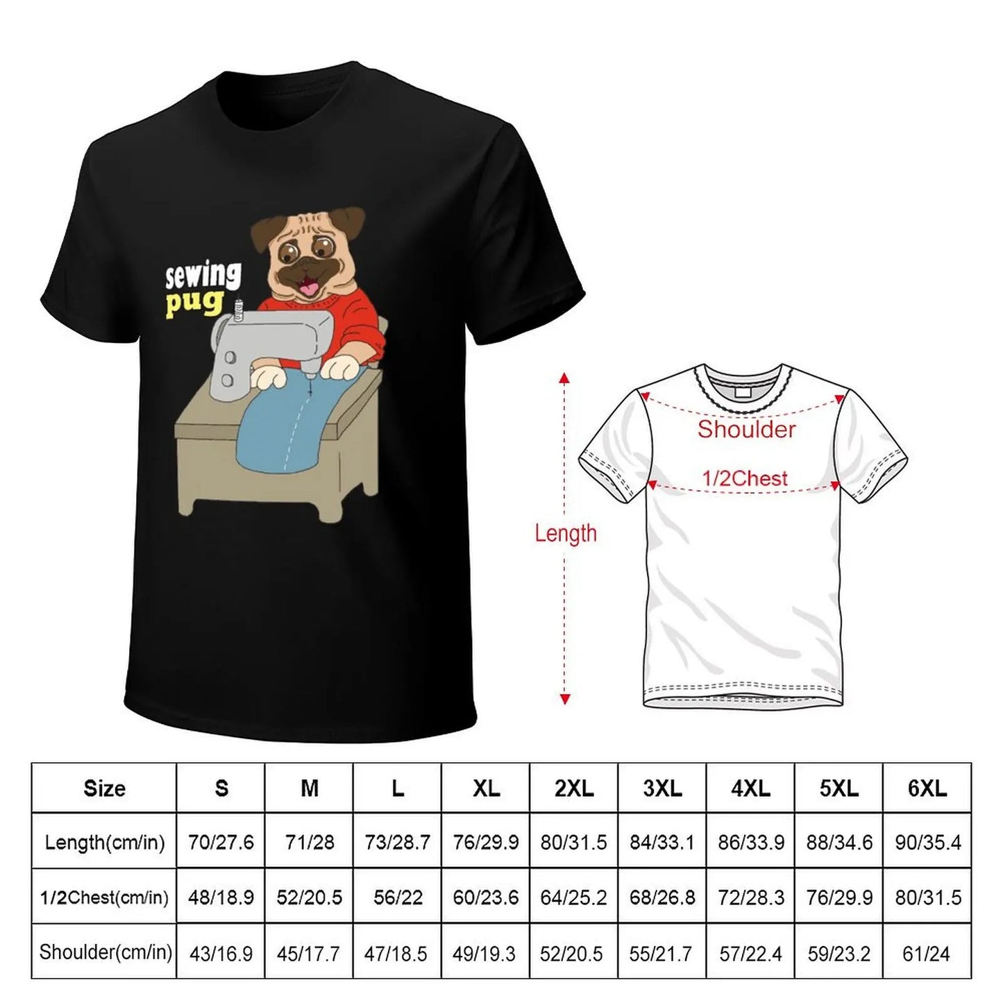 Sewing Pug (unisex T-shirt)