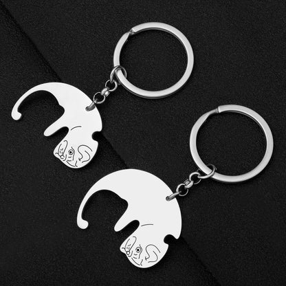 Ying Yang Pug Keychain (available in 2 colours)