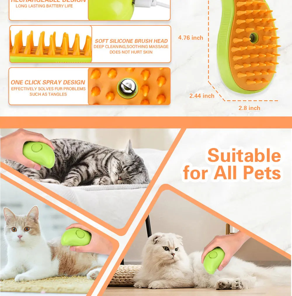 Mango shaped Steam Brush, pet hair removal 3 in 1 man 🥭 (available in 2 colours)