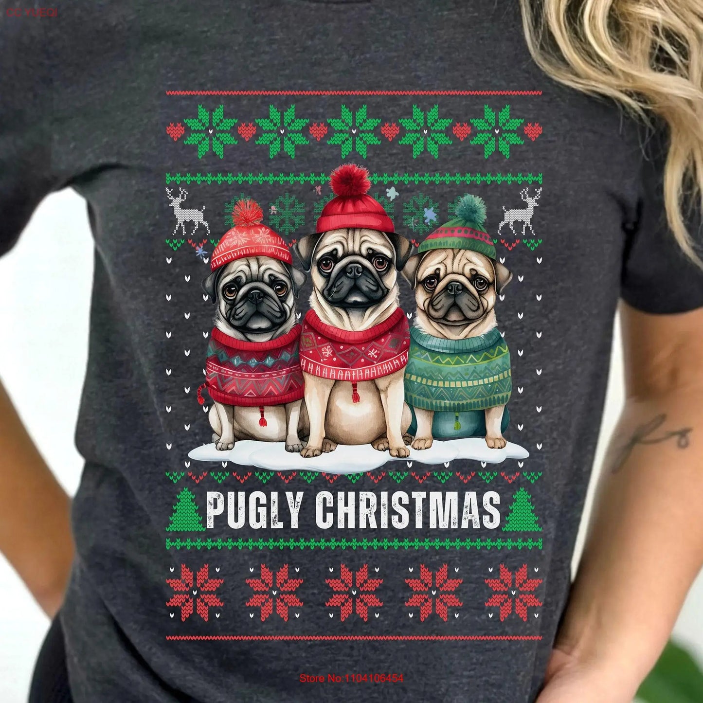 Pugly Christmas 🎅 (unisex T-shirt - available with long sleeve)