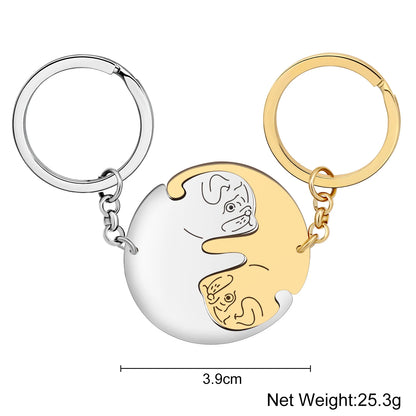 Ying Yang Pug Keychain (available in 2 colours)