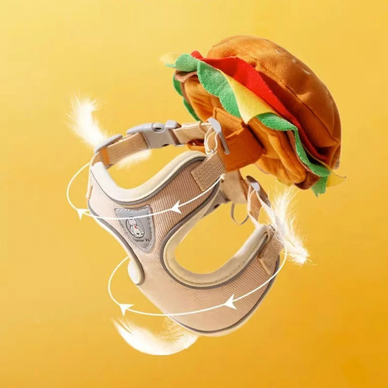 Cute Hamburger shaped Harness + Leash Set 🍔