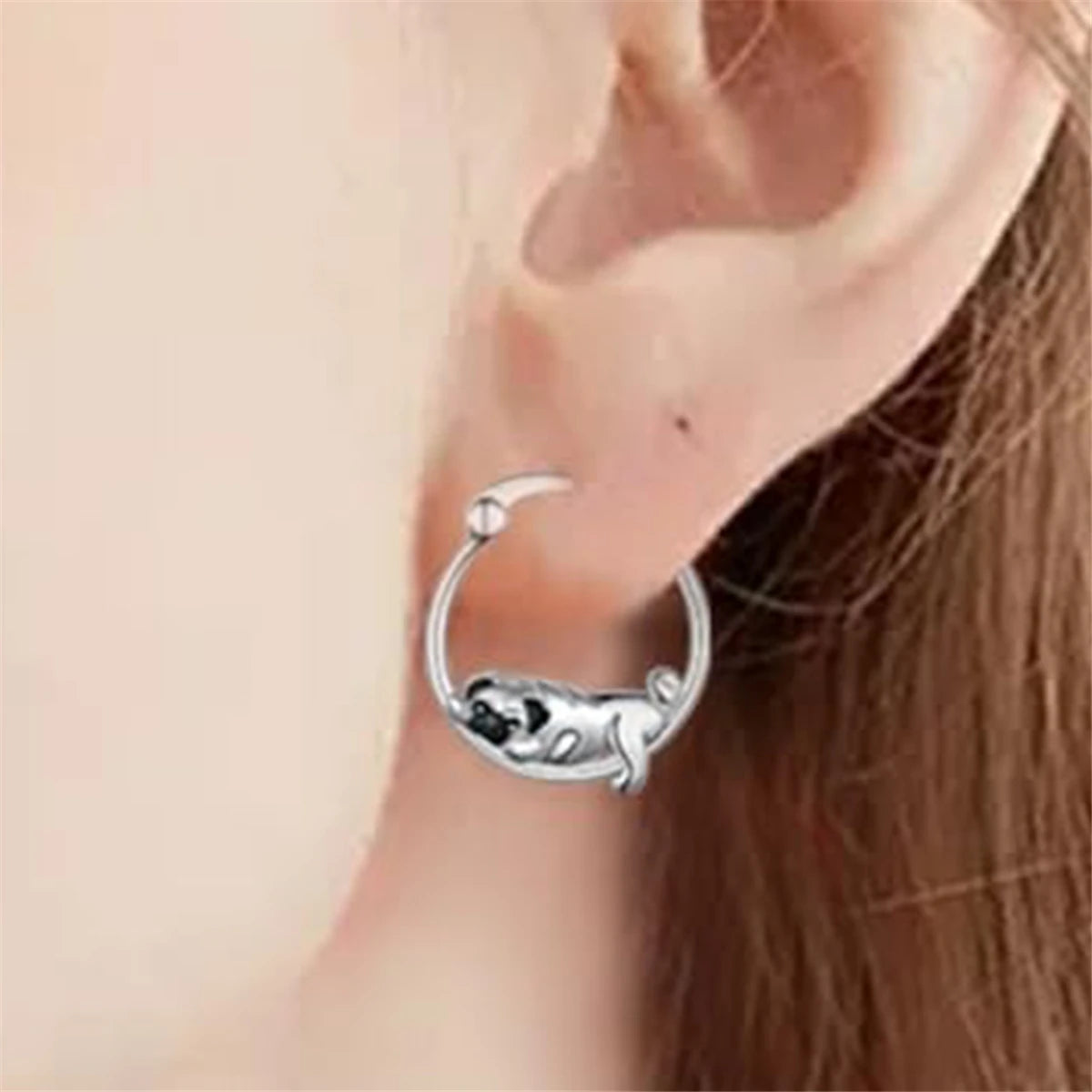 Cute Lazy Pug Earrings