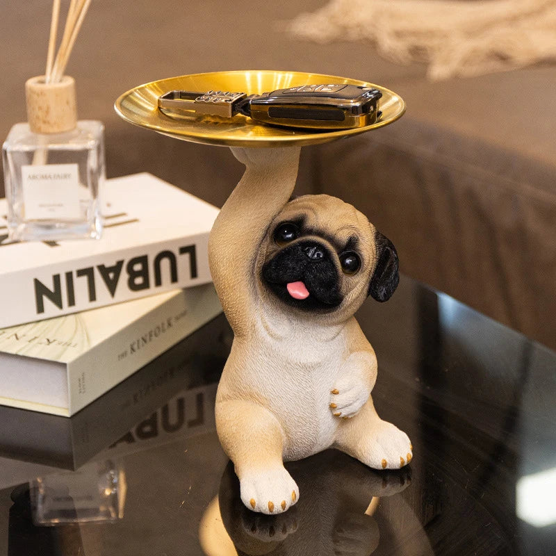 Pug Lifting Plate Statue