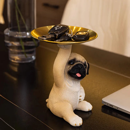 Pug Lifting Plate Statue