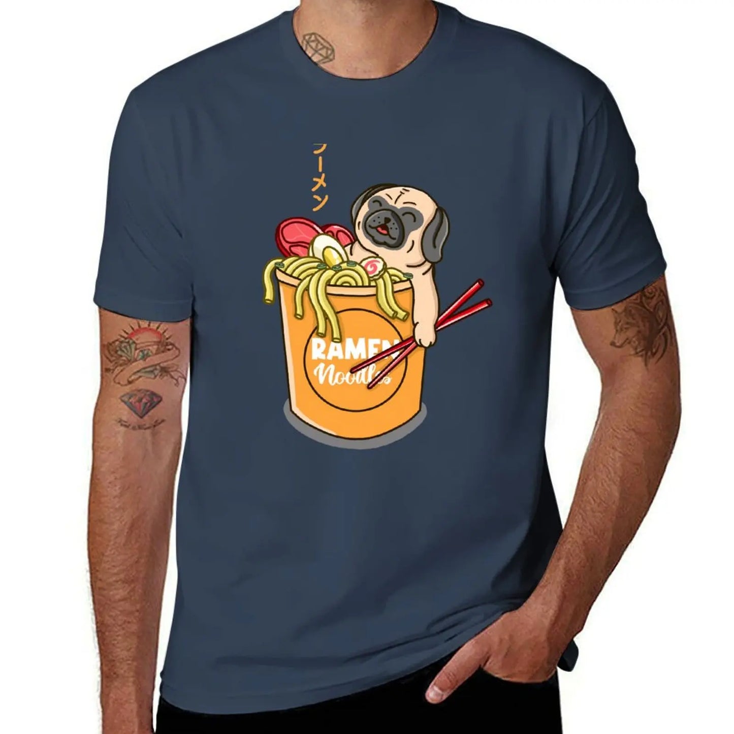 Pug Loves Ramen Noodles❤️🍜 👕 (unisex T-shirt)