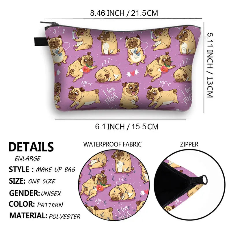 I Love Pugs (Makeup Bag)