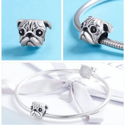 Happy Pug Charm Bracelet (Bracelet is not included)