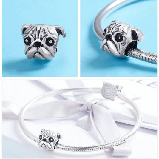 Happy Pug Charm Bracelet (Bracelet is not included)