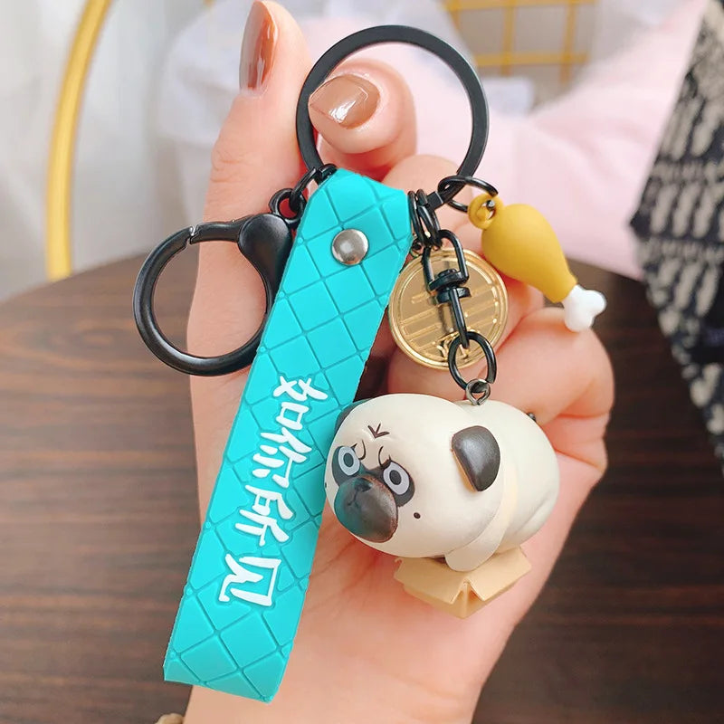 Box Pug Keychain (anime style)