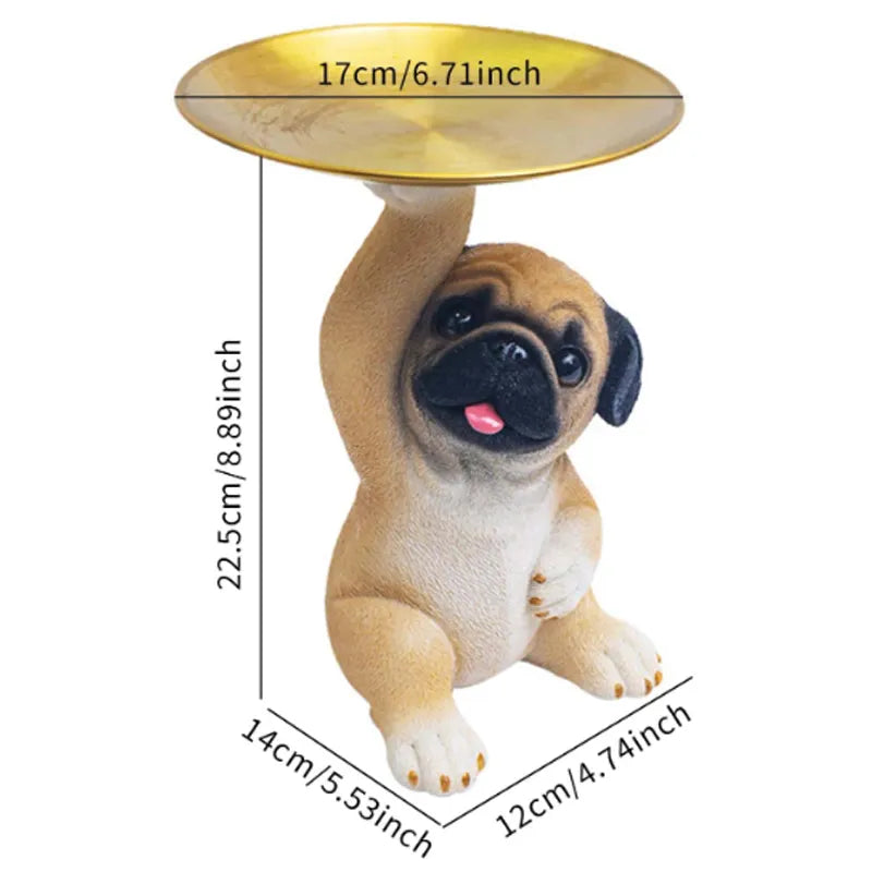 Pug Lifting Plate Statue