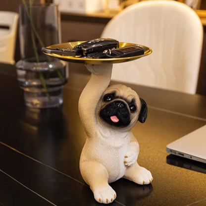 Pug Lifting Plate Statue