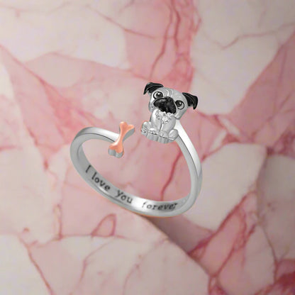 Cute Adjustable Pug Ring 💍