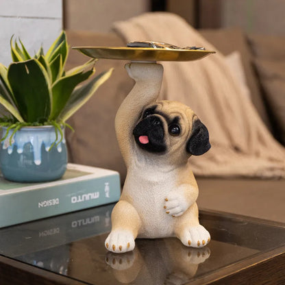 Pug Lifting Plate Statue