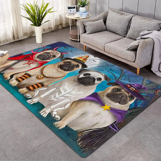 Howl-O-Ween Carpet with Pugs 🎃 🦇
