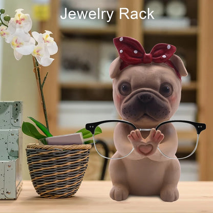 Pug Eyeglass Rack Statue