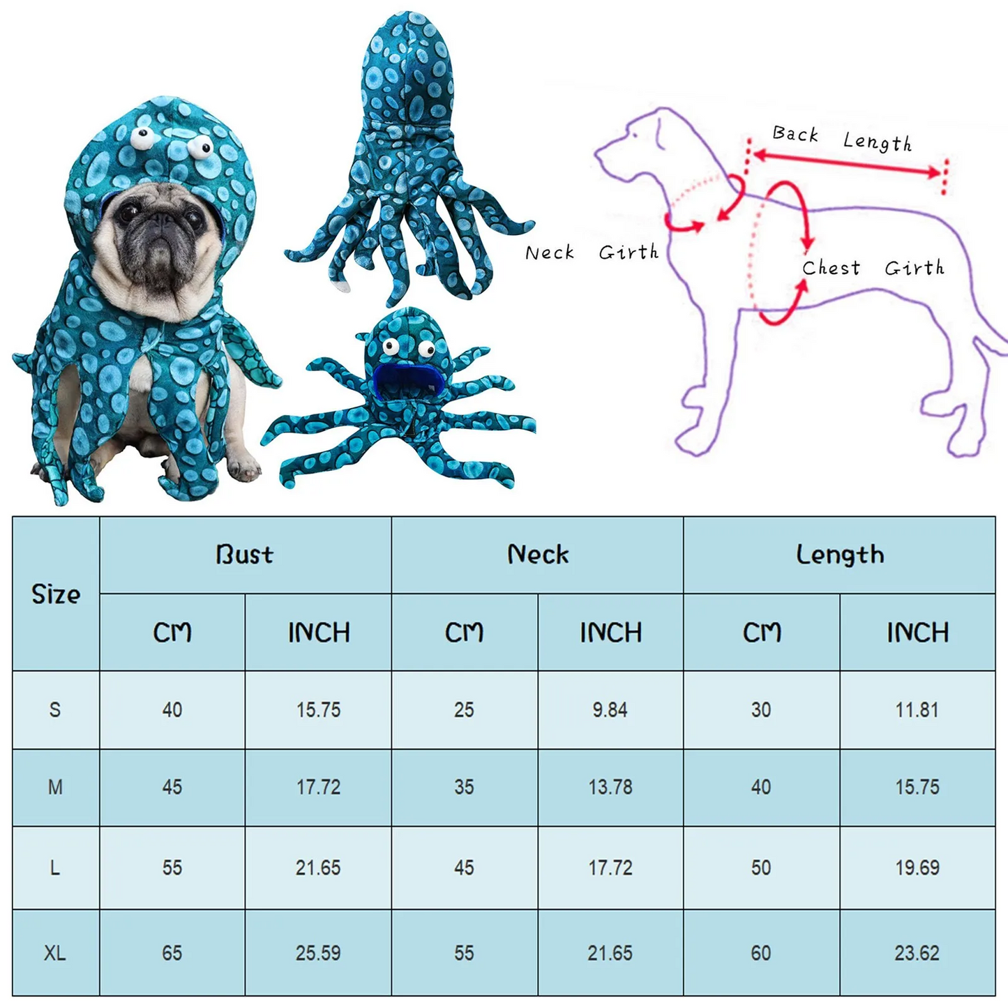 Octopus Pug Halloween Costume 🐙