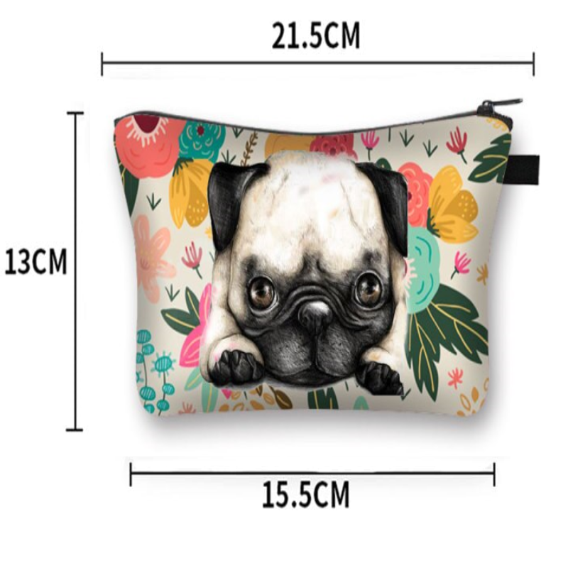 Floral Pug (Makeup Bag)