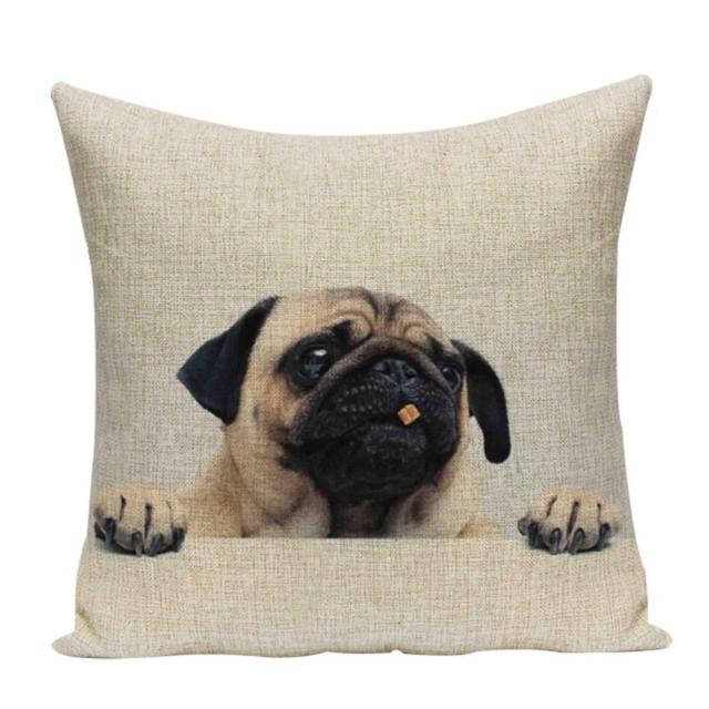 Sleepy pugs cushion cover